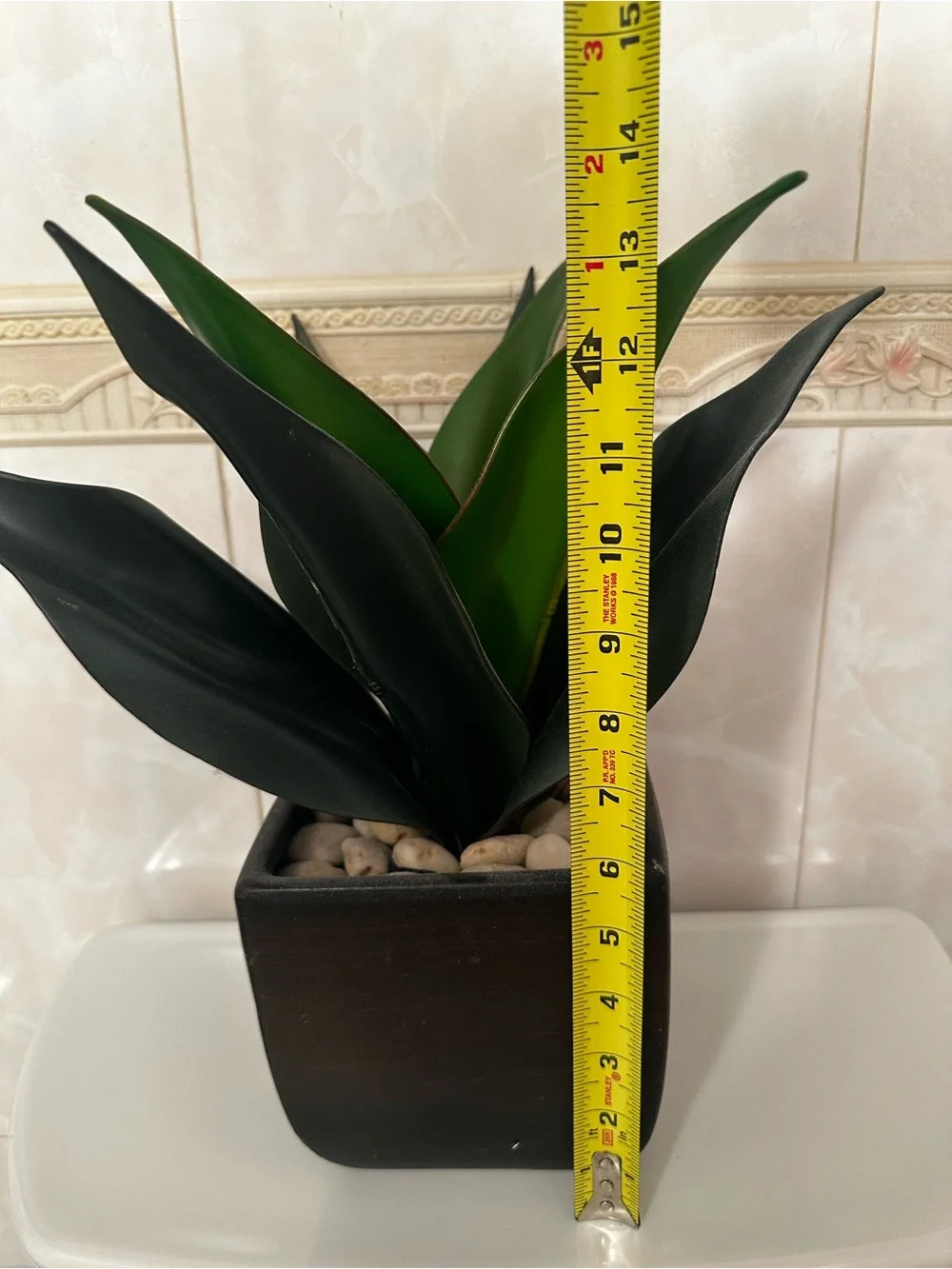 12” Agave Succulent Artificial Plant Home Decor In Black Square Planter